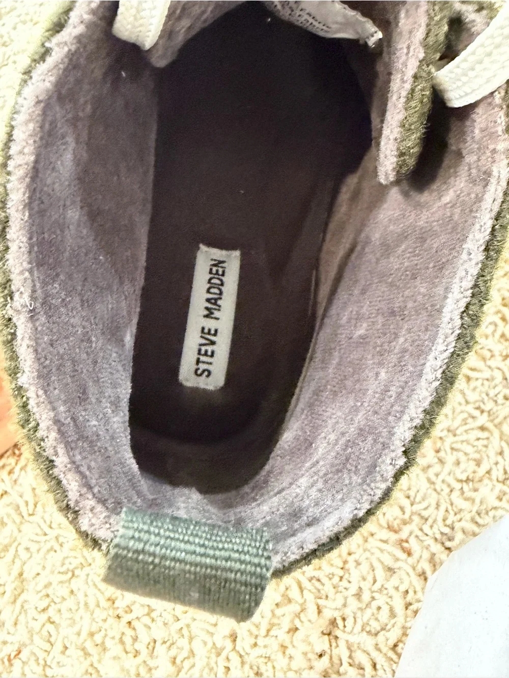 Steve Madden Olive Green Chukka Boots with White Laces